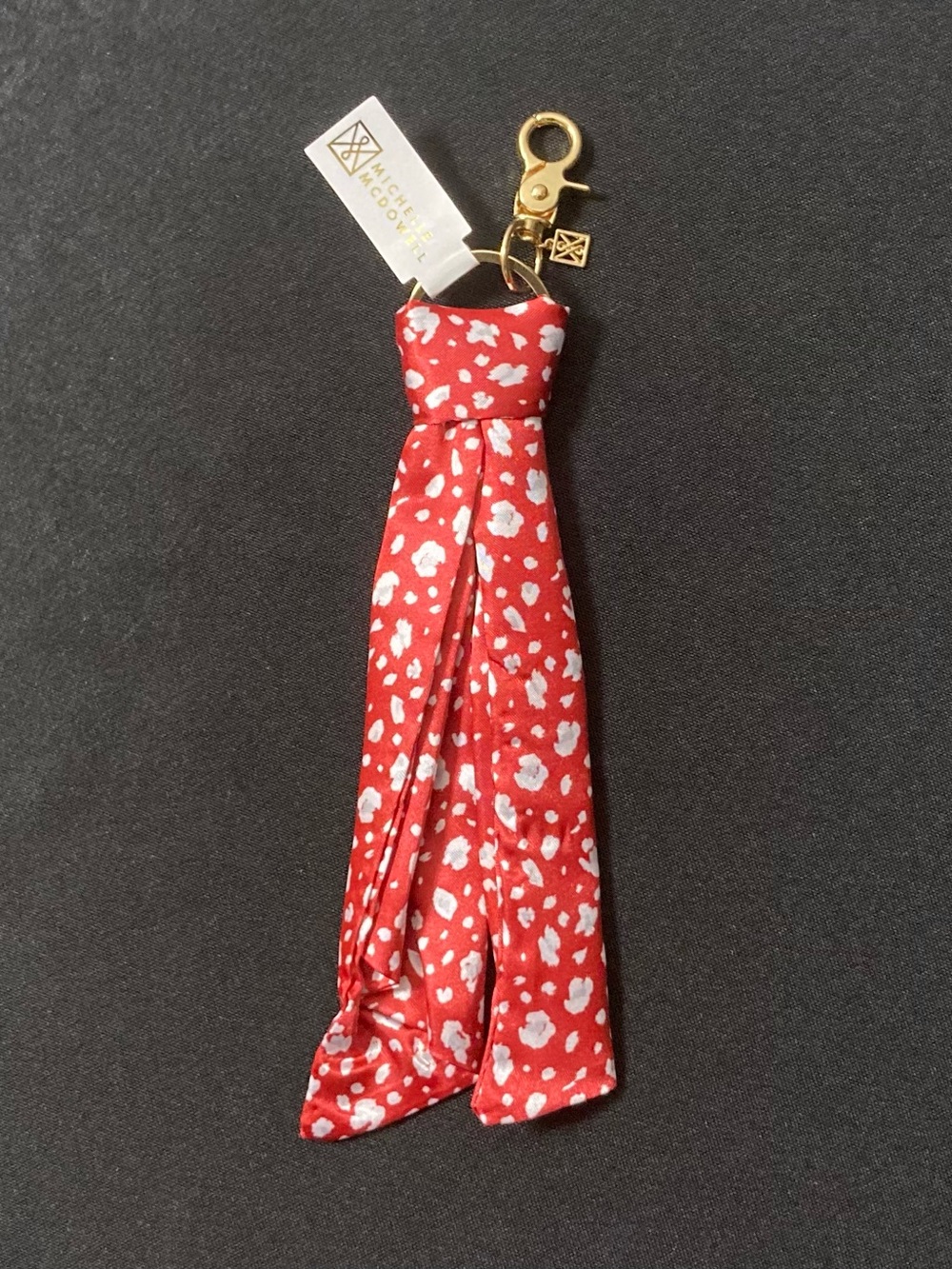 ⭐️ Michelle McDowell Red And White Polka Dot Bag Charm Twillie Keychain